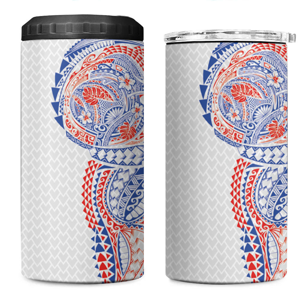 Hawaiian Traditional Tattoos 4 in 1 Can Cooler Tumbler Kakau Tribal Tropical Plant Motif Hawaii Flag Color Inspired LT03 One Size: 16 oz Multicolor - Polynesian Pride
