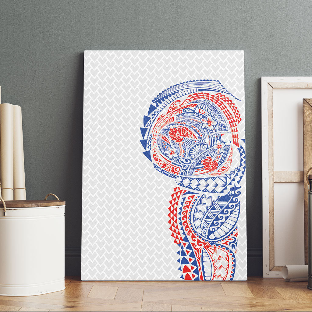 Hawaiian Traditional Tattoos Canvas Wall Art Kakau Tribal Tropical Plant Motif Hawaii Flag Color Inspired LT03 - Polynesian Pride