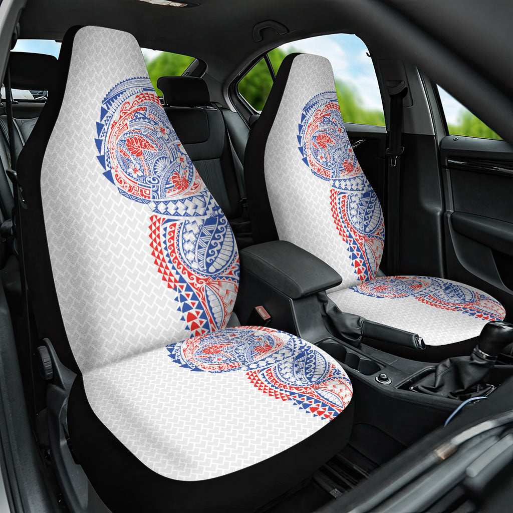 Hawaiian Traditional Tattoos Car Seat Cover Kakau Tribal Tropical Plant Motif Hawaii Flag Color Inspired LT03 One Size Multicolor - Polynesian Pride
