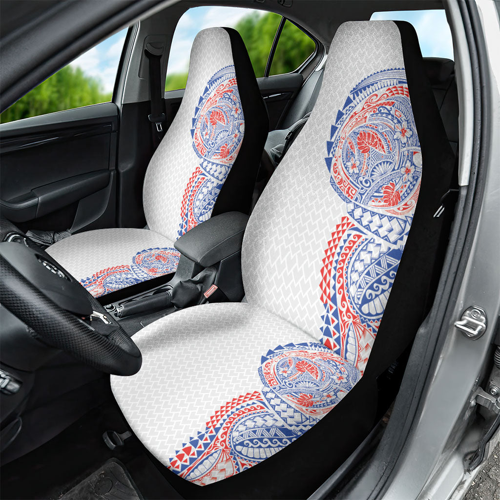 Hawaiian Traditional Tattoos Car Seat Cover Kakau Tribal Tropical Plant Motif Hawaii Flag Color Inspired LT03 - Polynesian Pride