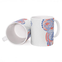 Hawaiian Traditional Tattoos Ceramic Mug Kakau Tribal Tropical Plant Motif Hawaii Flag Color Inspired LT03 - Polynesian Pride