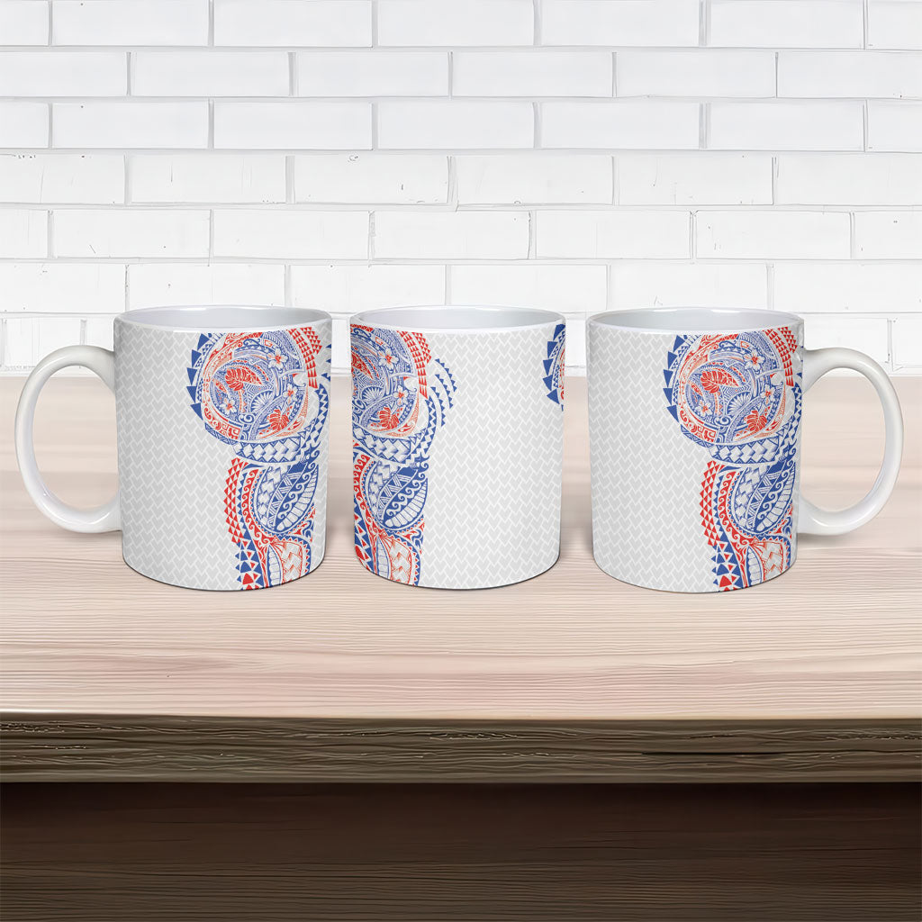 Hawaiian Traditional Tattoos Ceramic Mug Kakau Tribal Tropical Plant Motif Hawaii Flag Color Inspired LT03 - Polynesian Pride