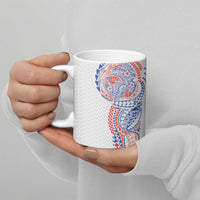 Hawaiian Traditional Tattoos Ceramic Mug Kakau Tribal Tropical Plant Motif Hawaii Flag Color Inspired LT03 - Polynesian Pride