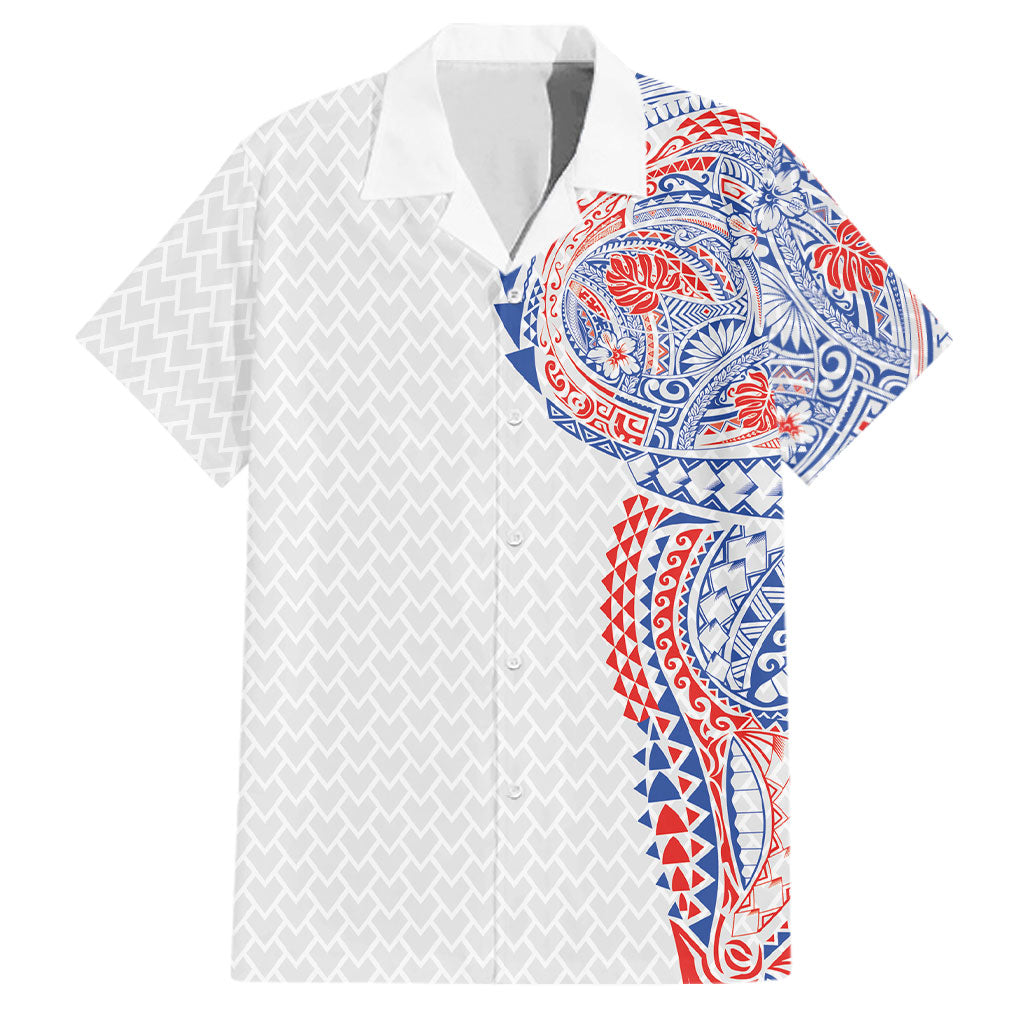 Hawaiian Traditional Tattoos Family Matching Mermaid Dress and Hawaiian Shirt Kakau Tribal Tropical Plant Motif Hawaii Flag Color Inspired LT03 Dad's Shirt - Short Sleeve Multicolor - Polynesian Pride