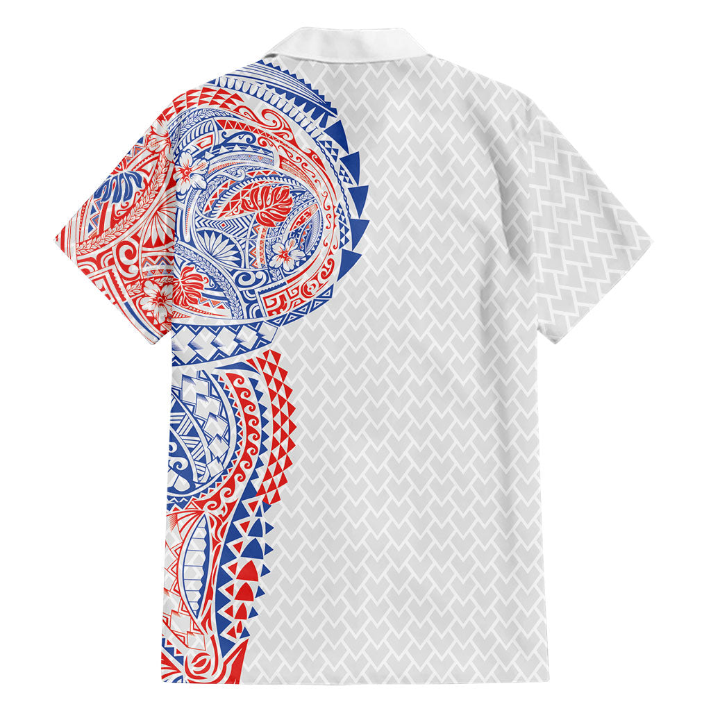 Hawaiian Traditional Tattoos Family Matching Off The Shoulder Long Sleeve Dress and Hawaiian Shirt Kakau Tribal Tropical Plant Motif Hawaii Flag Color Inspired LT03 - Polynesian Pride