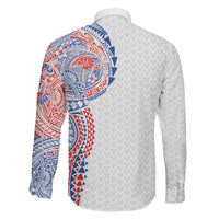 Hawaiian Traditional Tattoos Family Matching Off The Shoulder Long Sleeve Dress and Hawaiian Shirt Kakau Tribal Tropical Plant Motif Hawaii Flag Color Inspired LT03 - Polynesian Pride