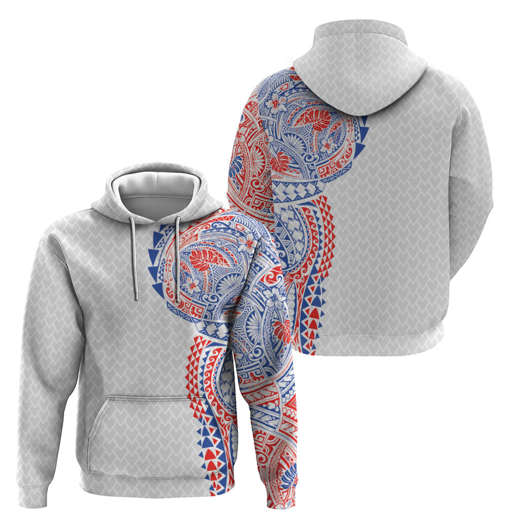 Hawaiian Traditional Tattoos Hoodie Kakau Tribal Tropical Plant Motif Hawaii Flag Color Inspired LT03 - Polynesian Pride
