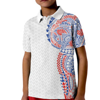Hawaiian Traditional Tattoos Kid Polo Shirt Kakau Tribal Tropical Plant Motif Hawaii Flag Color Inspired LT03 Kid Multicolor - Polynesian Pride
