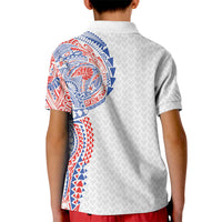 Hawaiian Traditional Tattoos Kid Polo Shirt Kakau Tribal Tropical Plant Motif Hawaii Flag Color Inspired LT03 - Polynesian Pride