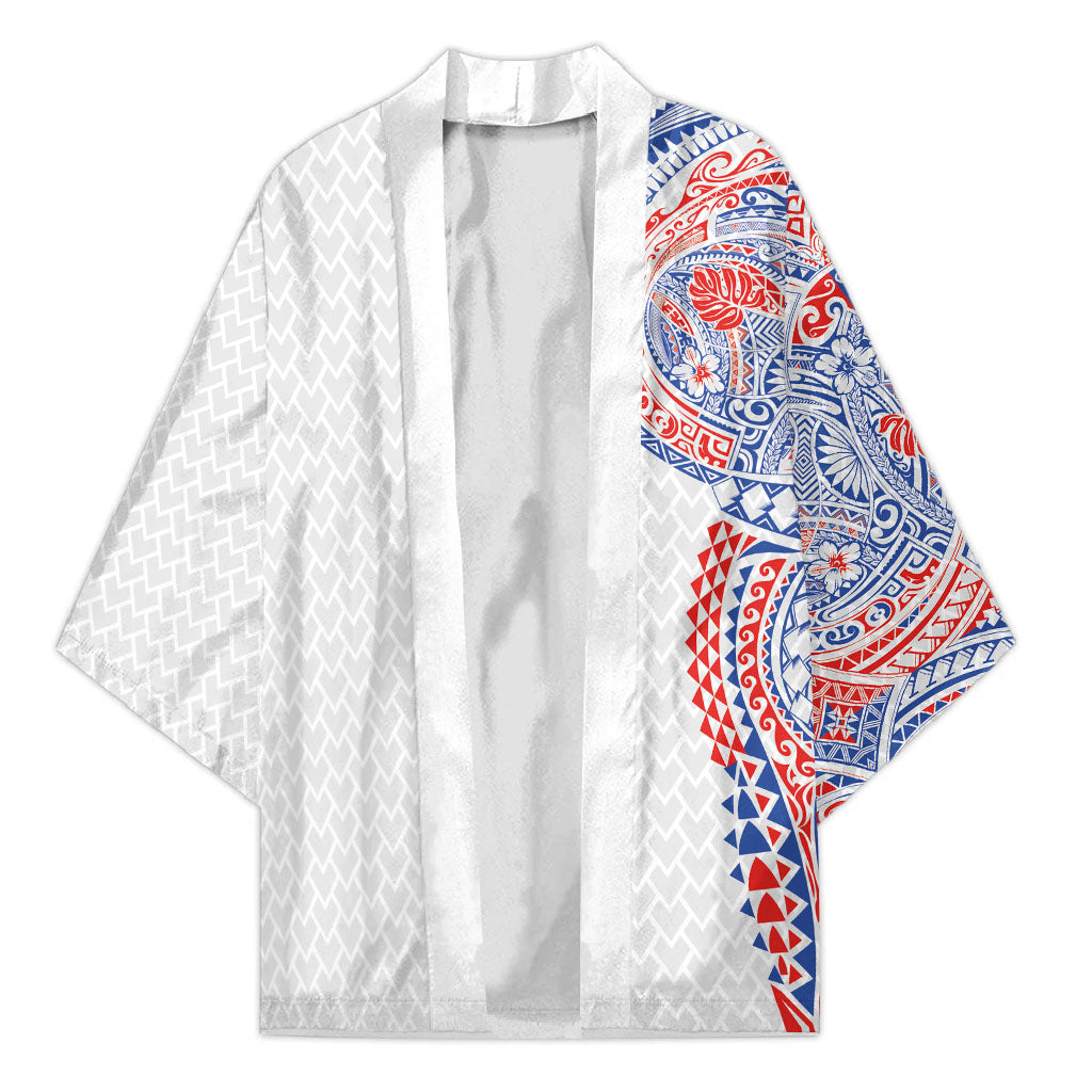 Hawaiian Traditional Tattoos Kimono Kakau Tribal Tropical Plant Motif Hawaii Flag Color Inspired LT03 Unisex Multicolor - Polynesian Pride