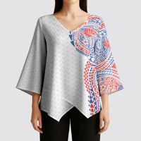 Hawaiian Traditional Tattoos Kimono Sleeve Blouse Kakau Tribal Tropical Plant Motif Hawaii Flag Color Inspired LT03 - Polynesian Pride