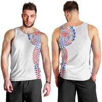 Hawaiian Traditional Tattoos Men Tank Top Kakau Tribal Tropical Plant Motif Hawaii Flag Color Inspired LT03 - Polynesian Pride