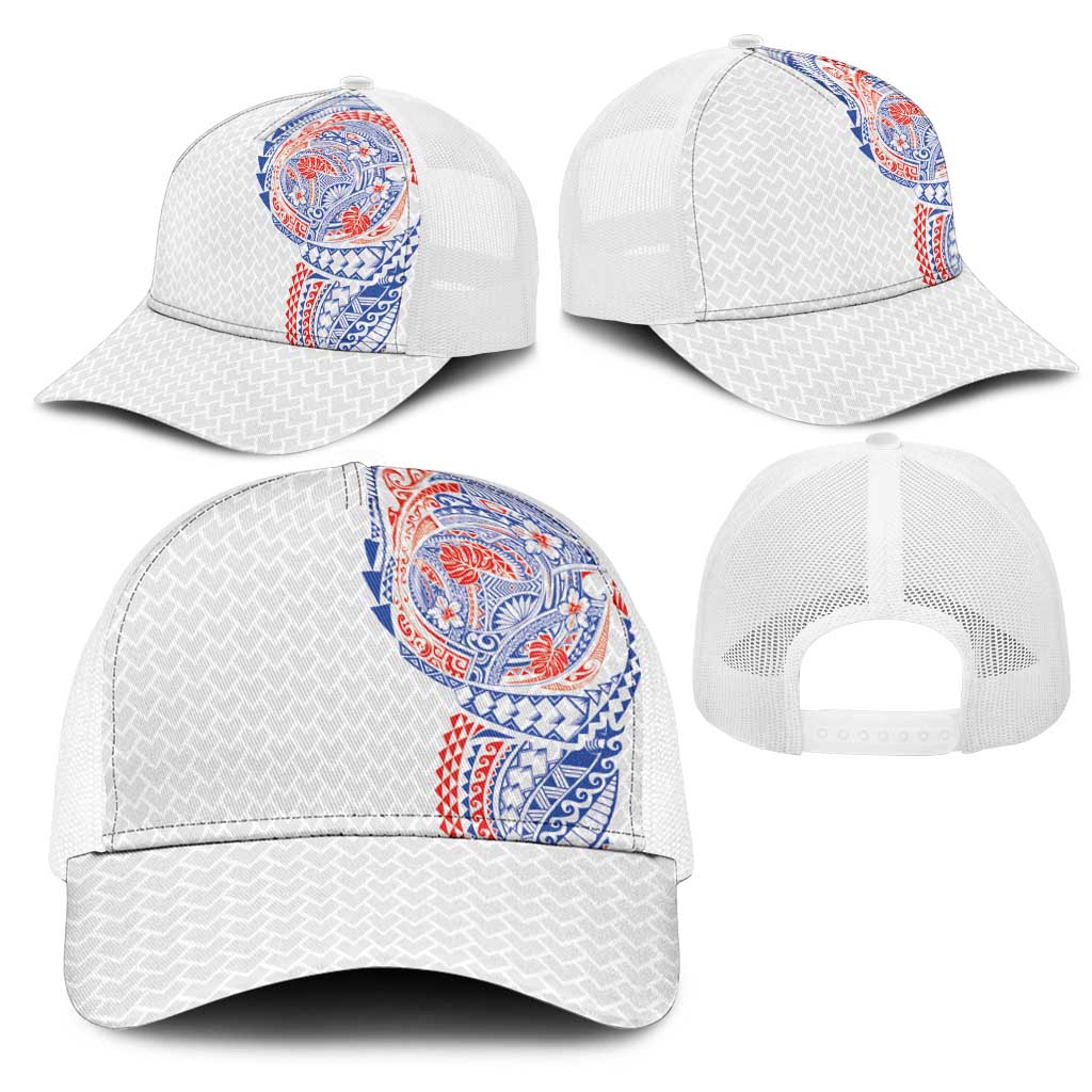 Hawaiian Traditional Tattoos Mesh Trucker Cap Kakau Tribal Tropical Plants Motif Hawaii Flag Color Inspired LT03 - Polynesian Pride