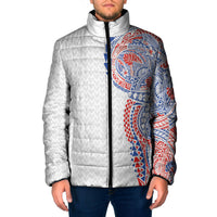Hawaiian Traditional Tattoos Padded Jacket Kakau Tribal Tropical Plant Motif Hawaii Flag Color Inspired LT03 Men Multicolor - Polynesian Pride