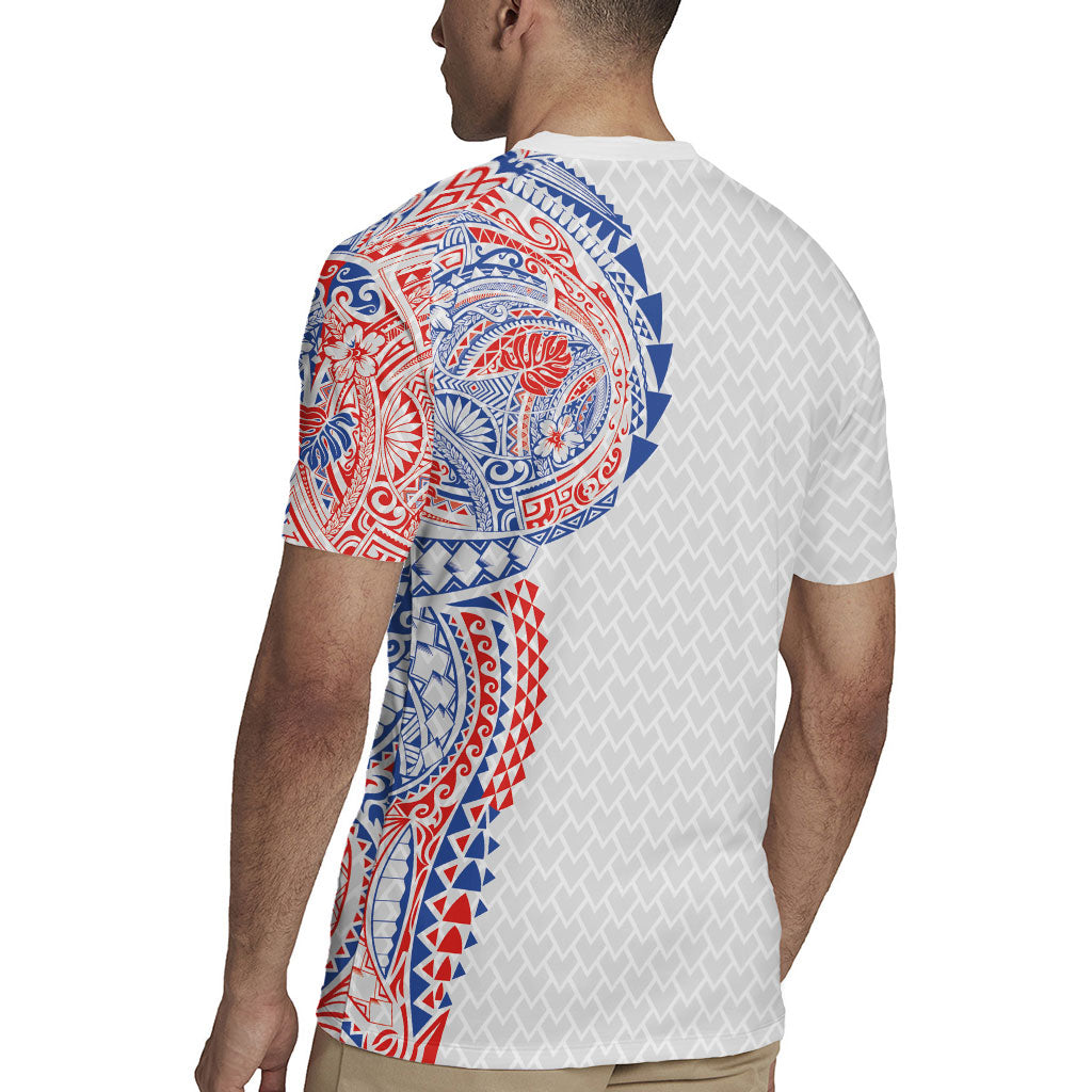 Hawaiian Traditional Tattoos Rugby Jersey Kakau Tribal Tropical Plant Motif Hawaii Flag Color Inspired LT03 - Polynesian Pride