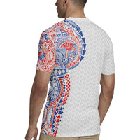 Hawaiian Traditional Tattoos Rugby Jersey Kakau Tribal Tropical Plant Motif Hawaii Flag Color Inspired LT03 - Polynesian Pride
