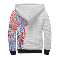 Hawaiian Traditional Tattoos Sherpa Hoodie Kakau Tribal Tropical Plant Motif Hawaii Flag Color Inspired LT03 - Polynesian Pride