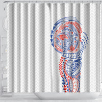 Hawaiian Traditional Tattoos Shower Curtain Kakau Tribal Tropical Plant Motif Hawaii Flag Color Inspired LT03 - Polynesian Pride