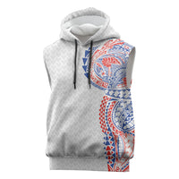 Hawaiian Traditional Tattoos Sleeveless Hoodie Kakau Tribal Tropical Plant Motif Hawaii Flag Color Inspired LT03 Multicolor - Polynesian Pride