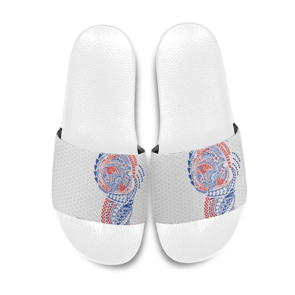 Hawaiian Traditional Tattoos Slide Sandals Kakau Tribal Tropical Plant Motif Hawaii Flag Color Inspired LT03 Multicolor - Polynesian Pride