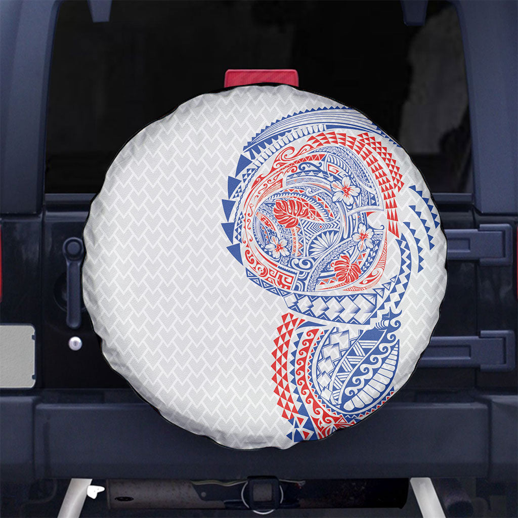 Hawaiian Traditional Tattoos Spare Tire Cover Kakau Tribal Tropical Plant Motif Hawaii Flag Color Inspired LT03 No hole Multicolor - Polynesian Pride