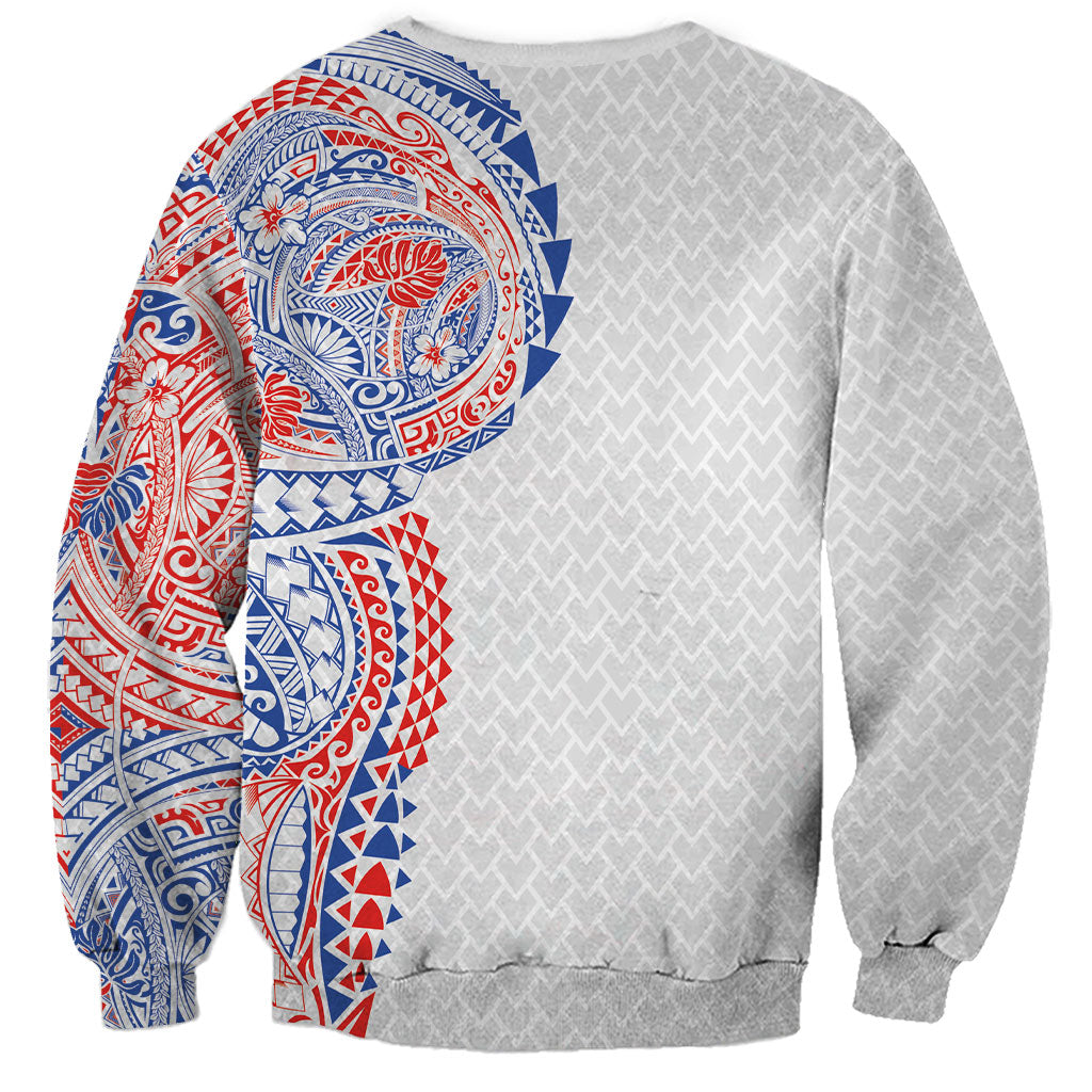 Hawaiian Traditional Tattoos Sweatshirt Kakau Tribal Tropical Plant Motif Hawaii Flag Color Inspired LT03 - Polynesian Pride