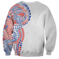 Hawaiian Traditional Tattoos Sweatshirt Kakau Tribal Tropical Plant Motif Hawaii Flag Color Inspired LT03 - Polynesian Pride