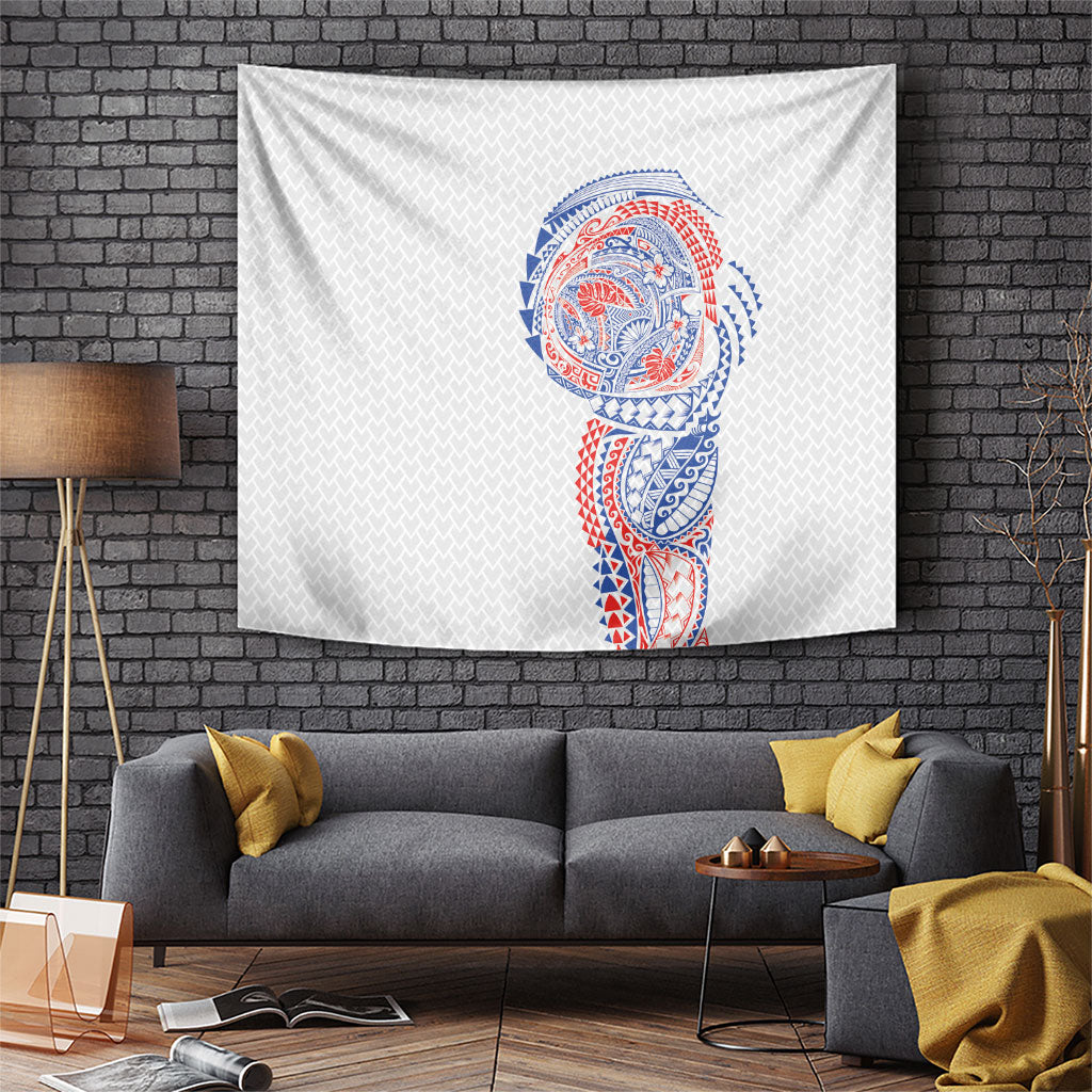 Hawaiian Traditional Tattoos Tapestry Kakau Tribal Tropical Plant Motif Hawaii Flag Color Inspired LT03 Multicolor - Polynesian Pride