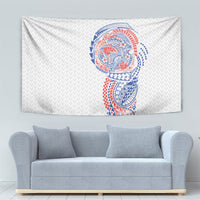 Hawaiian Traditional Tattoos Tapestry Kakau Tribal Tropical Plant Motif Hawaii Flag Color Inspired LT03 - Polynesian Pride