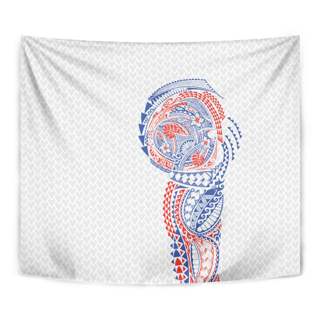 Hawaiian Traditional Tattoos Tapestry Kakau Tribal Tropical Plant Motif Hawaii Flag Color Inspired LT03 - Polynesian Pride