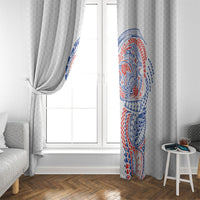 Hawaiian Traditional Tattoos Window Curtain Kakau Tribal Tropical Plant Motif Hawaii Flag Color Inspired LT03 - Polynesian Pride