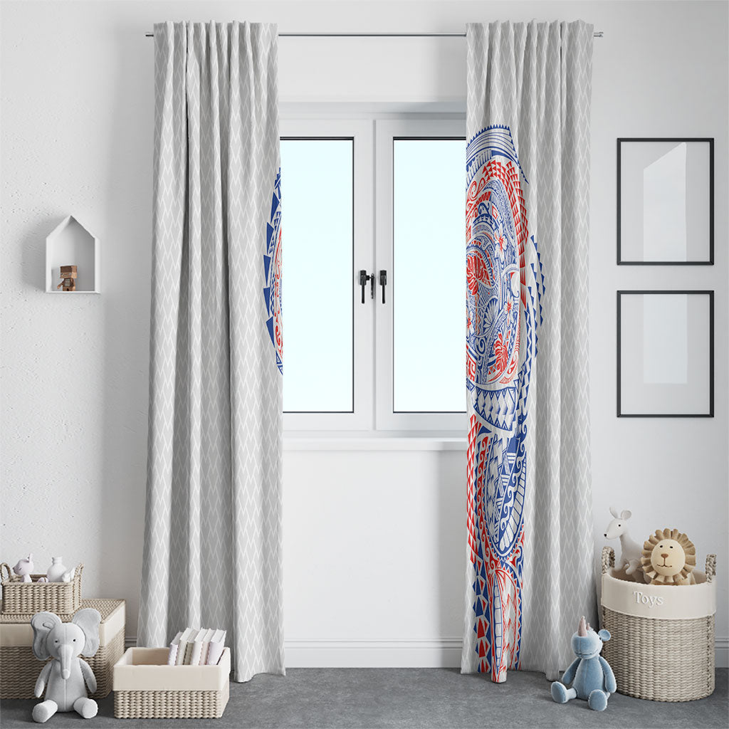 Hawaiian Traditional Tattoos Window Curtain Kakau Tribal Tropical Plant Motif Hawaii Flag Color Inspired LT03 - Polynesian Pride
