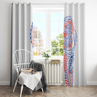 Hawaiian Traditional Tattoos Window Curtain Kakau Tribal Tropical Plant Motif Hawaii Flag Color Inspired LT03 - Polynesian Pride