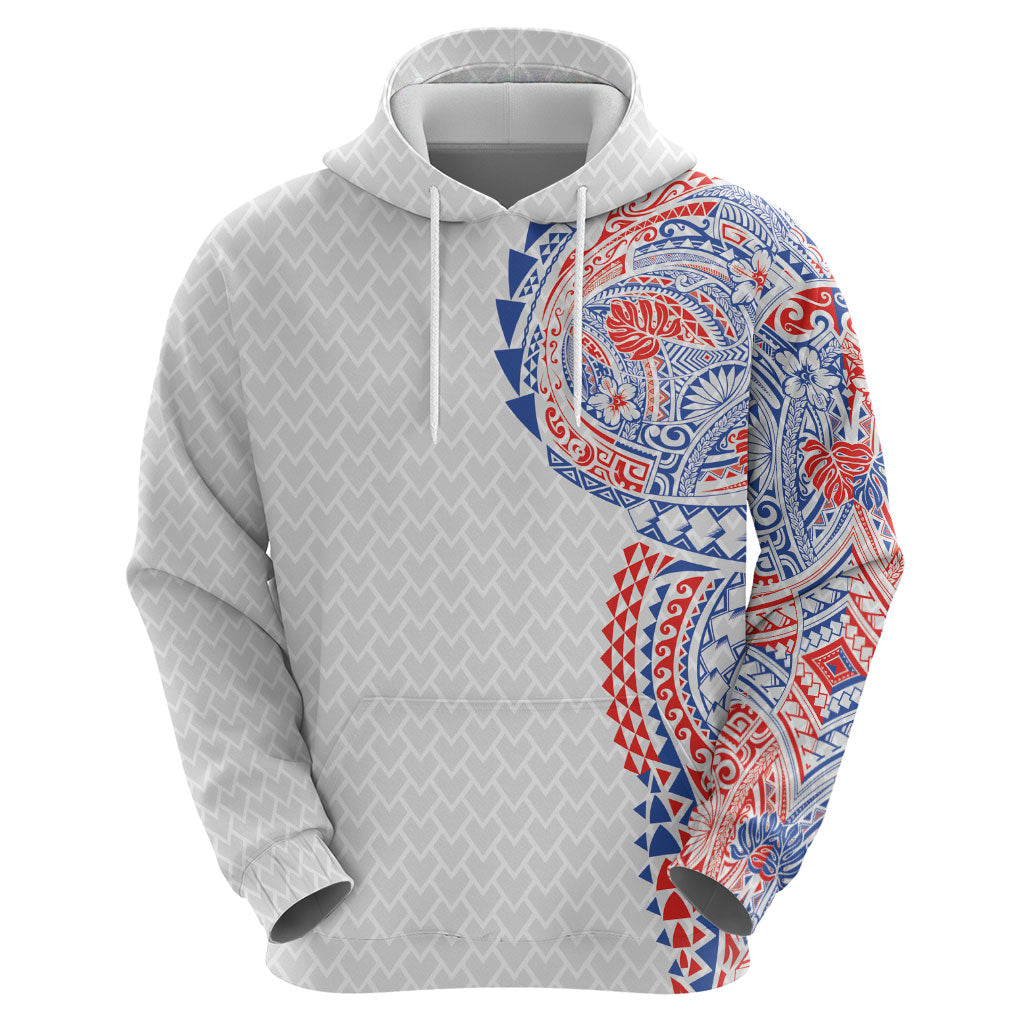 Hawaiian Traditional Tattoos Zip Hoodie Kakau Tribal Tropical Plant Motif Hawaii Flag Color Inspired LT03 - Polynesian Pride
