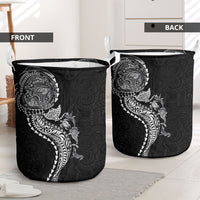 Hawaiian Kakau Tribal Sea Animals Tattoos Laundry Basket Black Color
