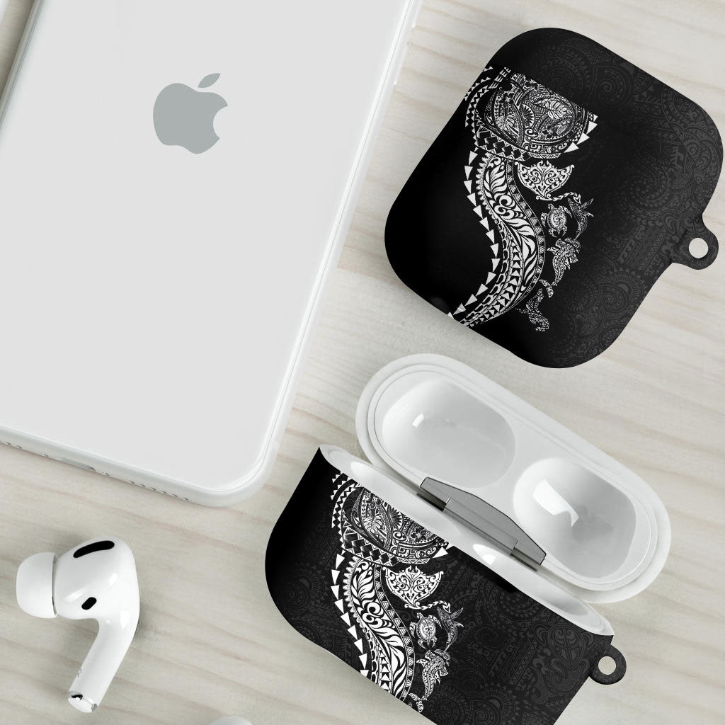 Hawaiian Kakau Tribal Sea Animals Tattoos AirPods Case Black Color
