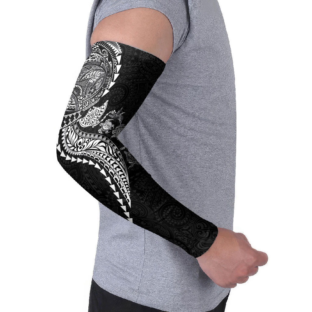 Hawaiian Kakau Tribal Sea Animals Tattoos Arm Sleeves Black Color
