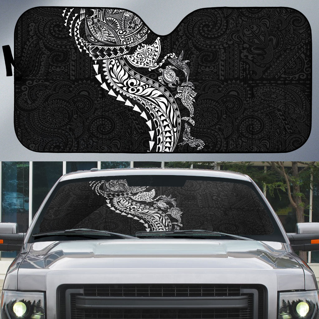 Hawaiian Kakau Tribal Sea Animals Tattoos Auto Sun Shade Black Color