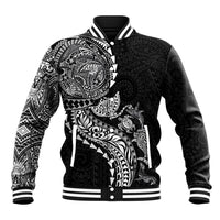 Hawaiian Kakau Tribal Sea Animals Tattoos Baseball Jacket Black Color LT03 Unisex Black - Polynesian Pride