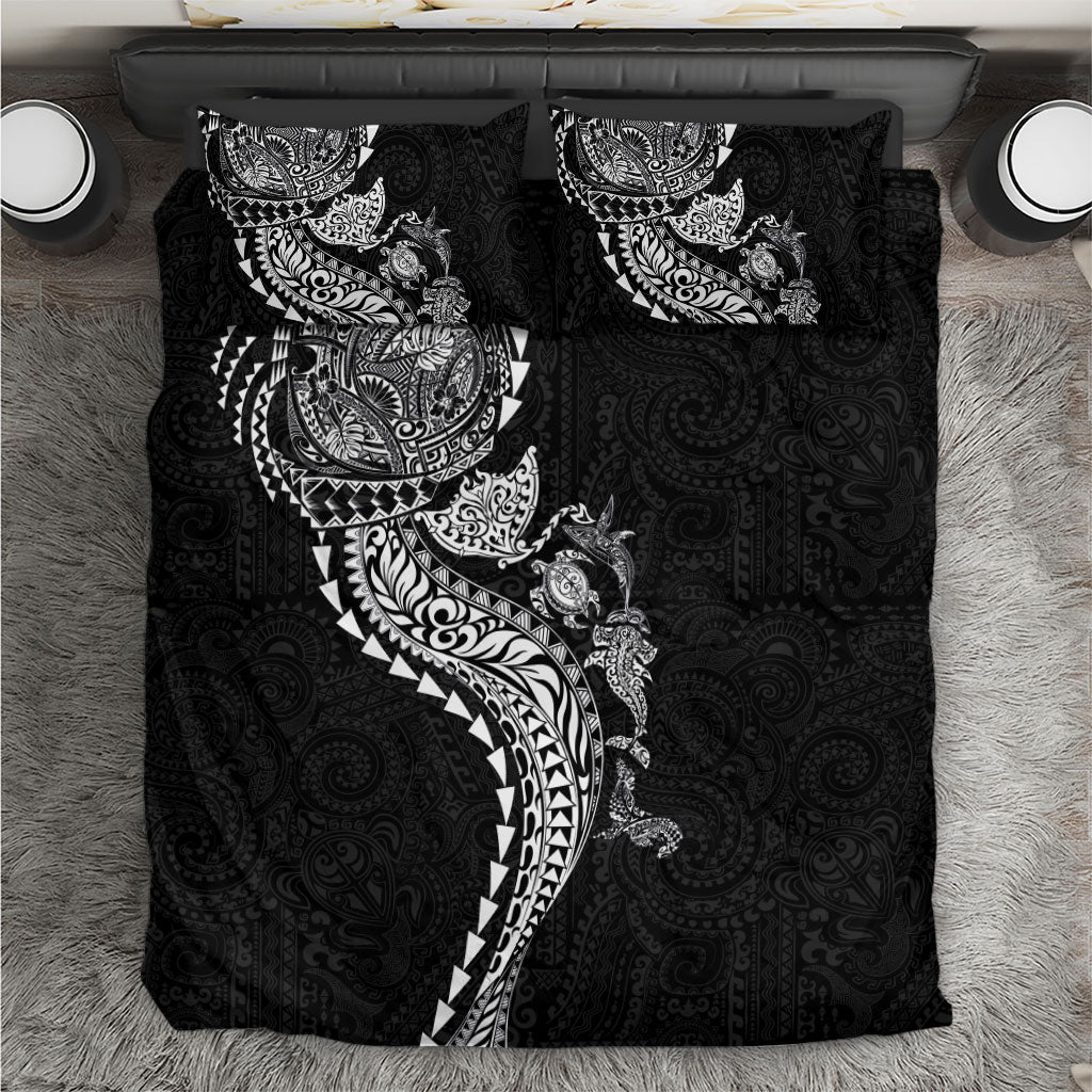 Hawaiian Kakau Tribal Sea Animals Tattoos Bedding Set Black Color LT03 Black - Polynesian Pride