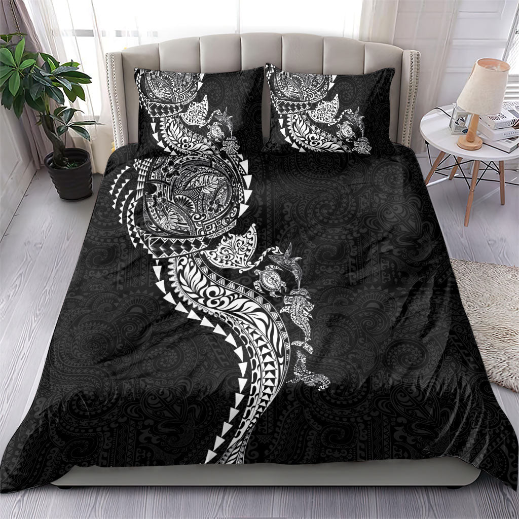 Hawaiian Kakau Tribal Sea Animals Tattoos Bedding Set Black Color LT03 - Polynesian Pride