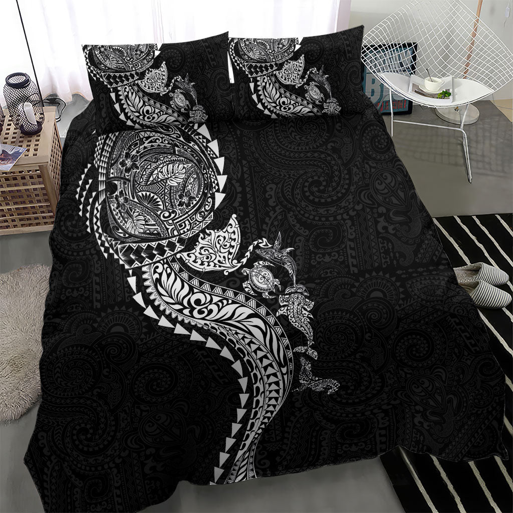 Hawaiian Kakau Tribal Sea Animals Tattoos Bedding Set Black Color LT03 - Polynesian Pride