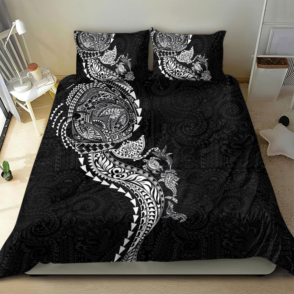 Hawaiian Kakau Tribal Sea Animals Tattoos Bedding Set Black Color LT03 - Polynesian Pride
