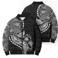 Hawaiian Kakau Tribal Sea Animals Tattoos Bomber Puffer Jacket Black Color LT03 - Polynesian Pride