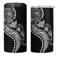 Hawaiian Kakau Tribal Sea Animals Tattoos 4 in 1 Can Cooler Tumbler Black Color LT03 One Size: 16 oz Black - Polynesian Pride