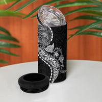 Hawaiian Kakau Tribal Sea Animals Tattoos 4 in 1 Can Cooler Tumbler Black Color LT03 - Polynesian Pride