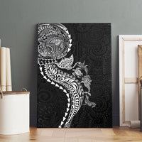 Hawaiian Kakau Tribal Sea Animals Tattoos Canvas Wall Art Black Color