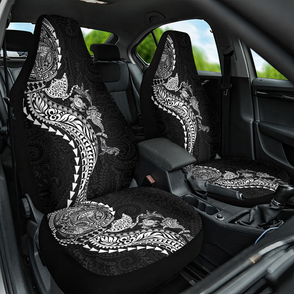 Hawaiian Kakau Tribal Sea Animals Tattoos Car Seat Cover Black Color LT03 One Size Black - Polynesian Pride