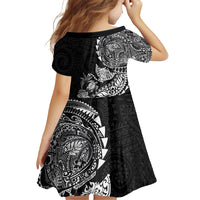 Hawaiian Kakau Tribal Sea Animals Tattoos Family Matching Summer Maxi Dress and Hawaiian Shirt Black Color LT03 - Polynesian Pride