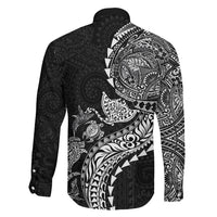 Hawaiian Kakau Tribal Sea Animals Tattoos Family Matching Summer Maxi Dress and Hawaiian Shirt Black Color LT03 - Polynesian Pride